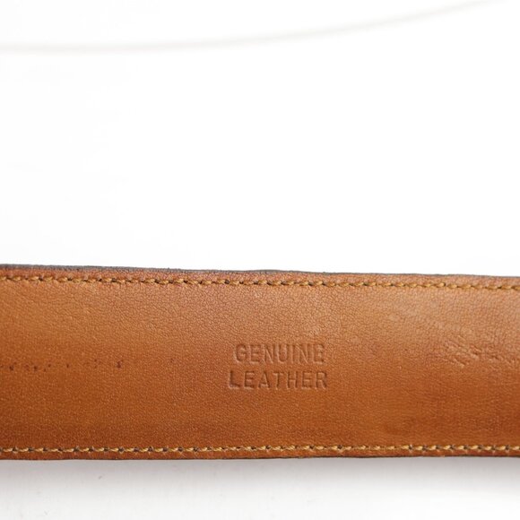 VTG USA Cole Haan Mens Belt Size 42 Brown Leather Tan Inlay Handcrafted Maine - Picture 13 of 16